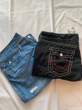 True Religion Black Skirt with Red & White Contrast Stitching
